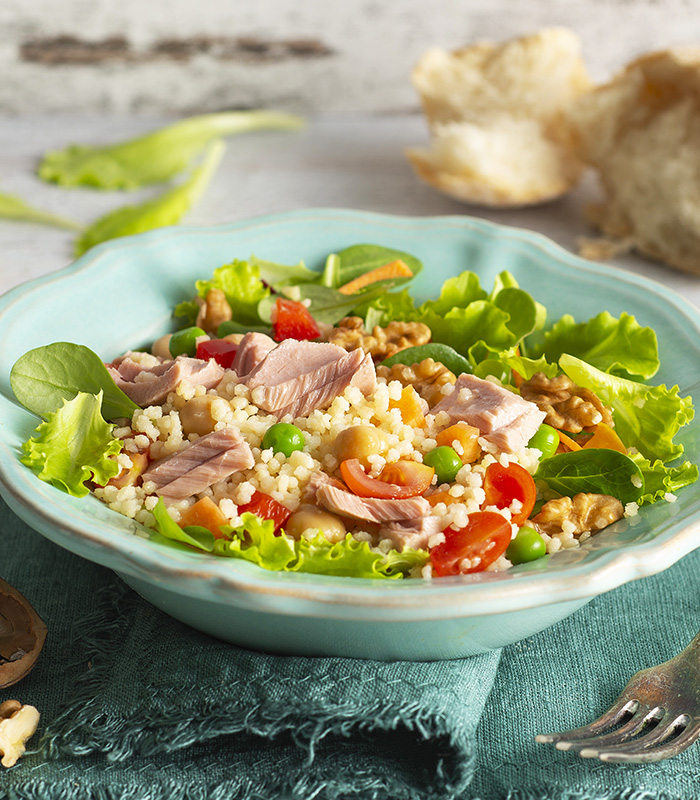 Couscous Insalatissime, salade verte et noix