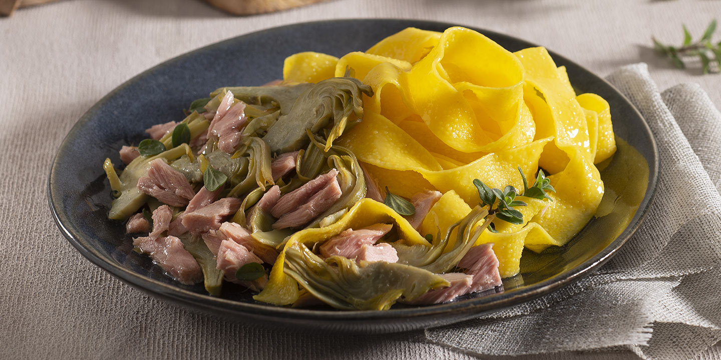 Pappardelle au thon et aux artichauts